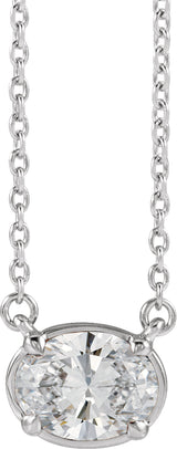 10K White Gold 1 1/4 CT Lab-Grown Diamond Claw-Prong Bezel-Style 18" Necklace