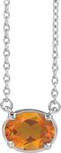 10K White Gold Natural Citrine Claw-Prong Bezel-Style 18" Necklace