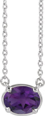 10K White Gold Natural Amethyst Claw-Prong Bezel-Style 18" Necklace
