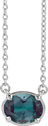 Sterling Silver Lab-Grown Alexandrite Claw-Prong Bezel-Style 18" Necklace
