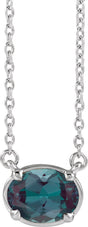 Sterling Silver Lab-Grown Alexandrite Claw-Prong Bezel-Style 18" Necklace
