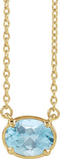 10K Yellow Gold Natural Aquamarine Claw-Prong Bezel-Style 18" Necklace