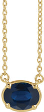14K Yellow Gold Lab-Grown Blue Sapphire Claw-Prong Bezel-Style 18" Necklace