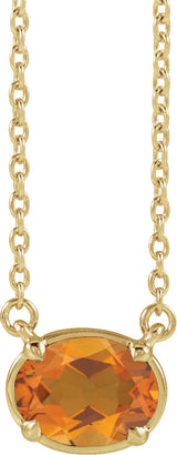 10K Yellow Gold Natural Citrine Claw-Prong Bezel-Style 18" Necklace