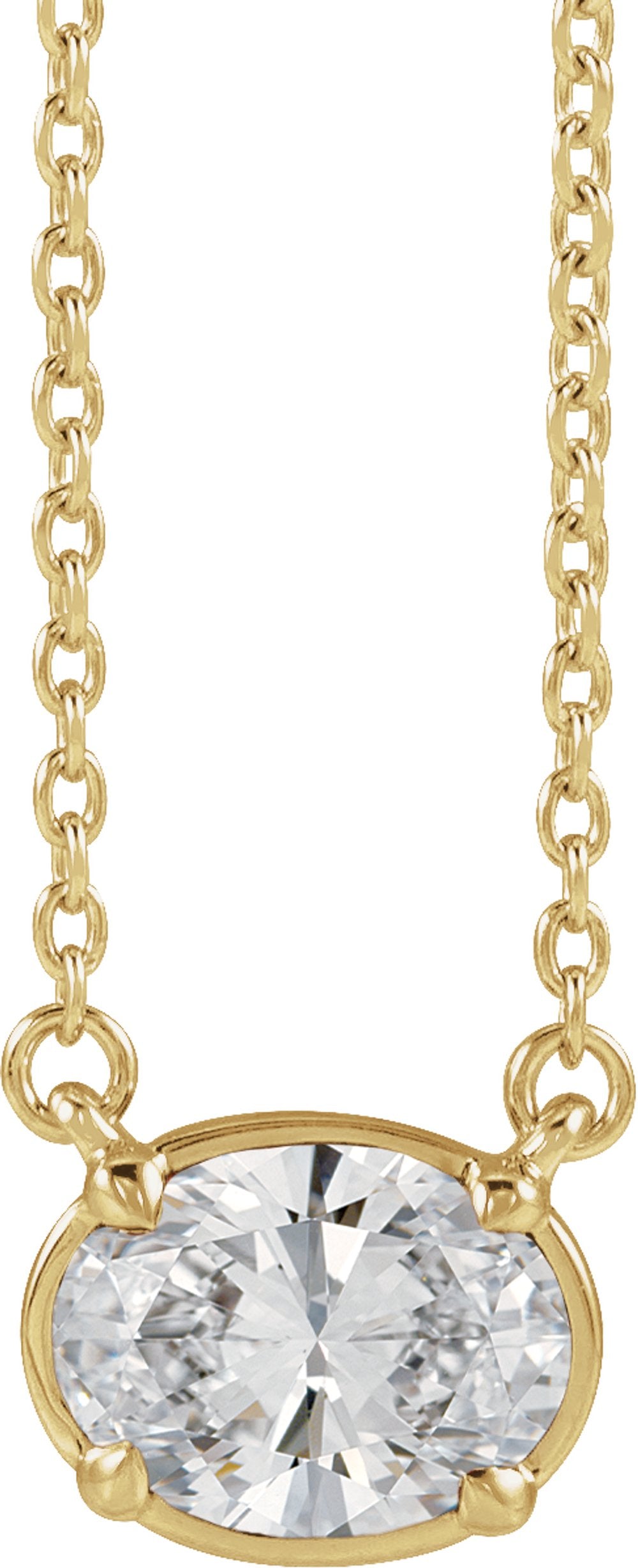 14K Yellow Gold 1 1/4 CT Lab-Grown Diamond Claw-Prong Bezel-Style 18" Necklace