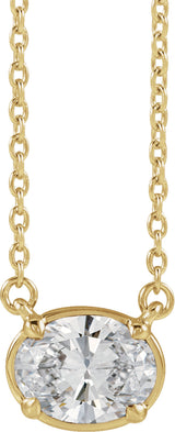 14K Yellow Gold 1 1/4 CT Lab-Grown Diamond Claw-Prong Bezel-Style 18" Necklace