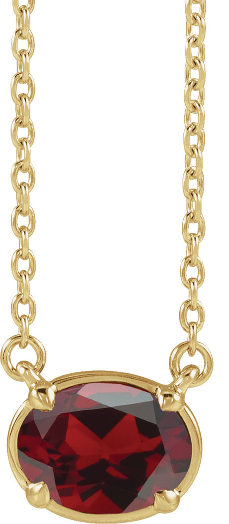 14K Yellow Gold Vermeil Natural Mozambique Garnet Claw-Prong Bezel-Style 18" Necklace