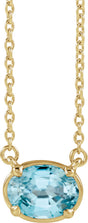 10K Yellow Gold Natural Blue Zircon Claw-Prong Bezel-Style 18" Necklace