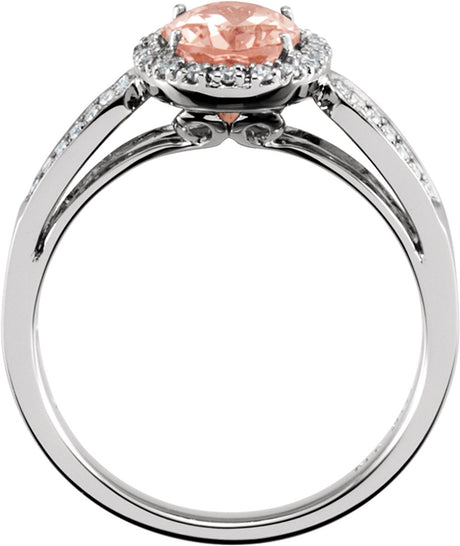 14K White Natural Pink Morganite & 1/5 CTW Natural Diamond Ring