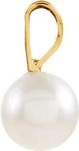 14K Yellow Gold Cultured White Akoya Pearl Pendant