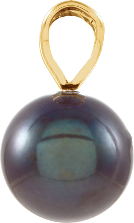 14K Yellow Cultured Black Akoya Pearl Pendant