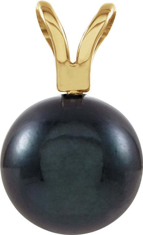 14K Yellow Gold Cultured Black Akoya Pearl Pendant
