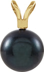 14K Yellow Gold Cultured Black Akoya Pearl Pendant