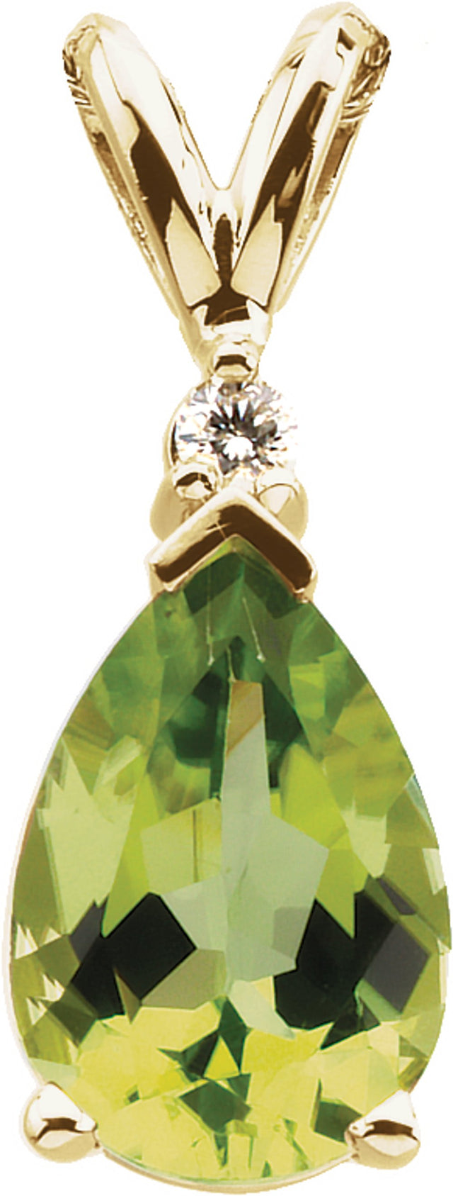 14K Yellow Natural Peridot & .04 CT Natural Diamond Pendant