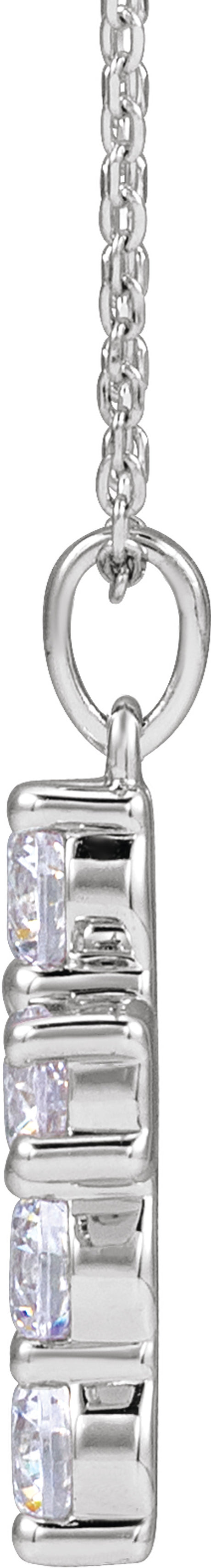 14K White Gold 1 CTW Lab-Grown Diamond Cross 18" Necklace