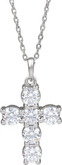 14K White Gold 1 CTW Lab-Grown Diamond Cross 18" Necklace