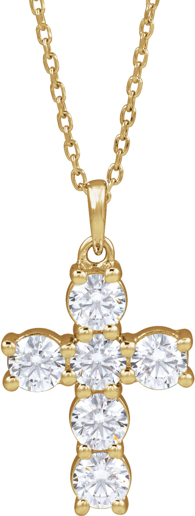 14K Yellow Gold 1 CTW Lab-Grown Diamond Cross 18" Necklace
