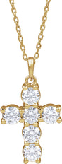 14K Yellow Gold 1 CTW Lab-Grown Diamond Cross 18" Necklace