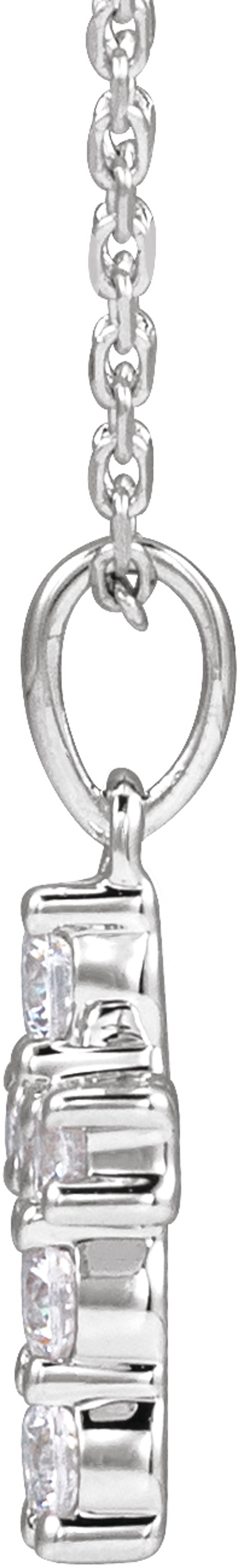 14K White Gold 1/4 CTW Lab-Grown Diamond Cross 18" Necklace