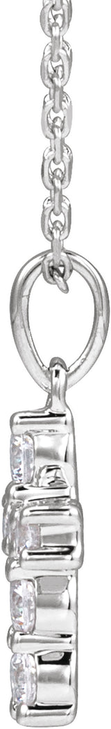 14K White Gold 1/4 CTW Lab-Grown Diamond Cross 18" Necklace