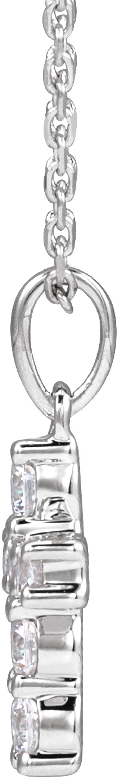 14K White Gold 1/4 CTW Lab-Grown Diamond Cross 18" Necklace