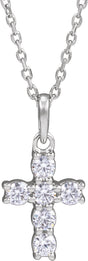 14K White Gold 1/4 CTW Lab-Grown Diamond Cross 18" Necklace