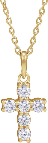 14K Yellow Gold 1/4 CTW Lab-Grown Diamond Cross 18" Necklace