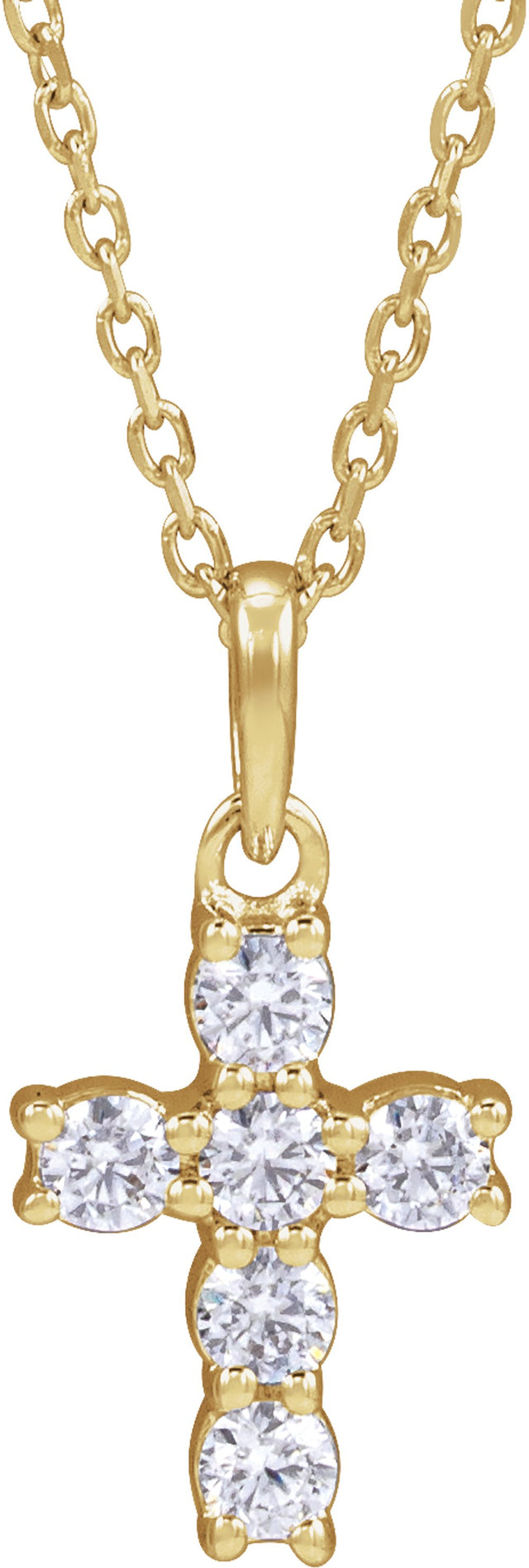 14K Yellow Gold 1/4 CTW Lab-Grown Diamond Cross 18" Necklace