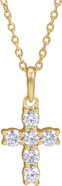 14K Yellow Gold 1/4 CTW Lab-Grown Diamond Cross 18" Necklace