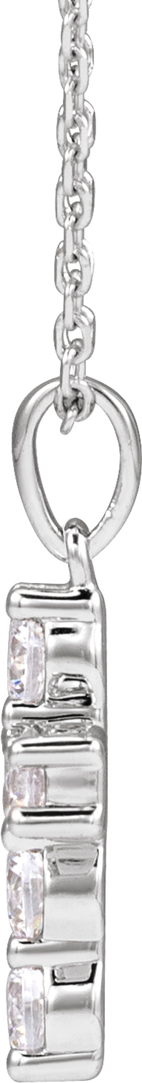 14K White Gold 1/2 CTW Lab-Grown Diamond Cross 18" Necklace