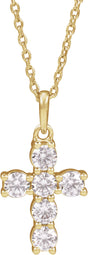 14K Yellow Gold 1/2 CTW Lab-Grown Diamond Cross 18" Necklace