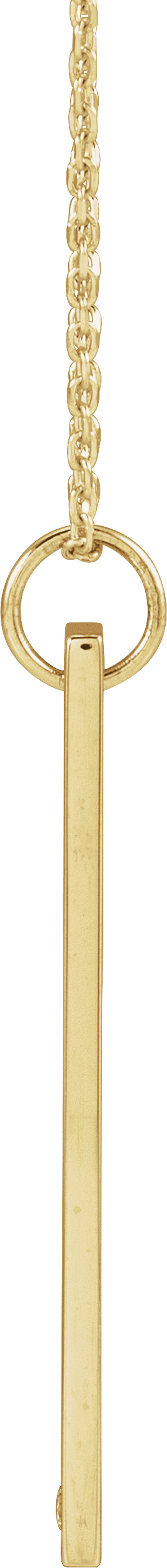 14K Yellow Gold .03 CT Natural Diamond Engravable Bar 16-18" Necklace