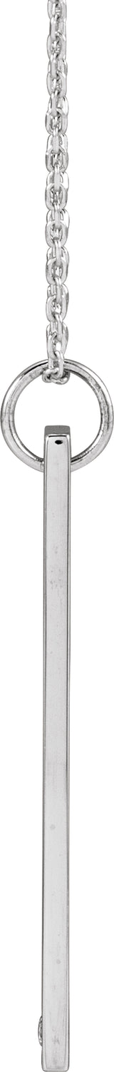 Sterling Silver .03 CT Natural Diamond Engravable Bar 16-18" Necklace