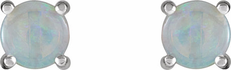 14K White 6 mm Natural White Opal Earrings