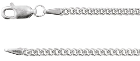 14K White Gold 2.25 mm Curb 18" Chain