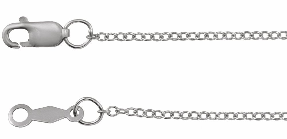 18K White Gold 1.3 mm Cable 16" Chain