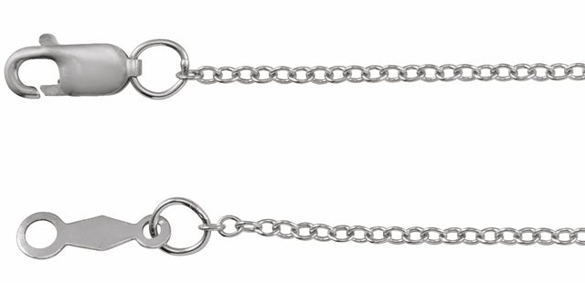 18K White Gold 1.3 mm Cable 16" Chain
