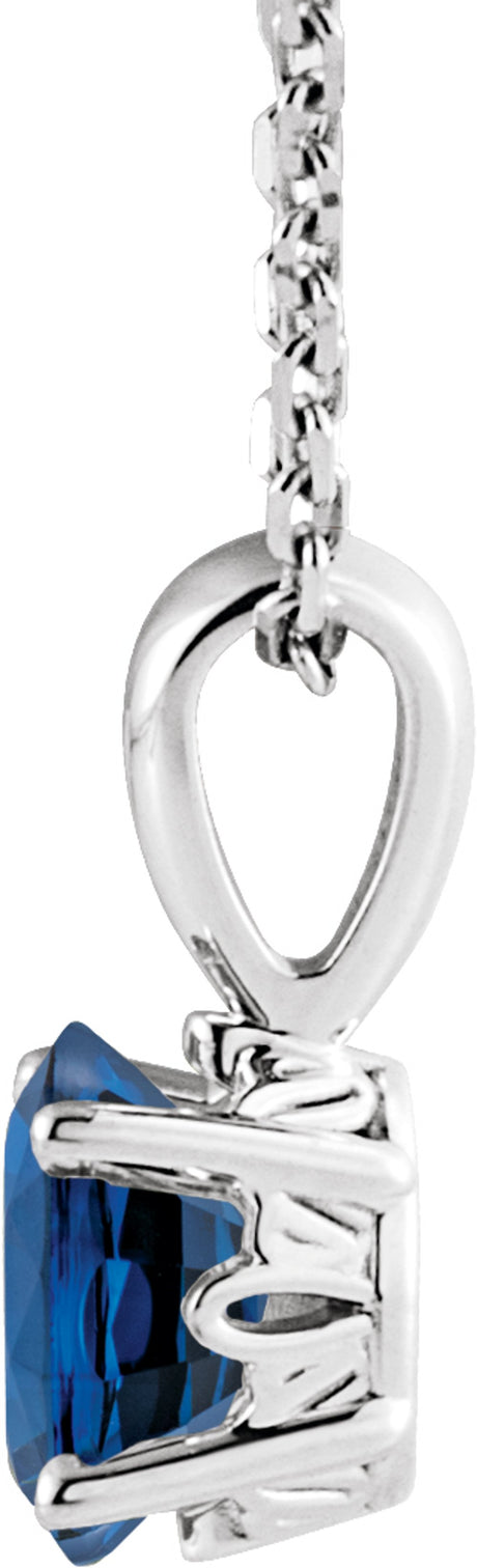 Sterling Silver Lab-Grown Blue Sapphire 16-18" Necklace