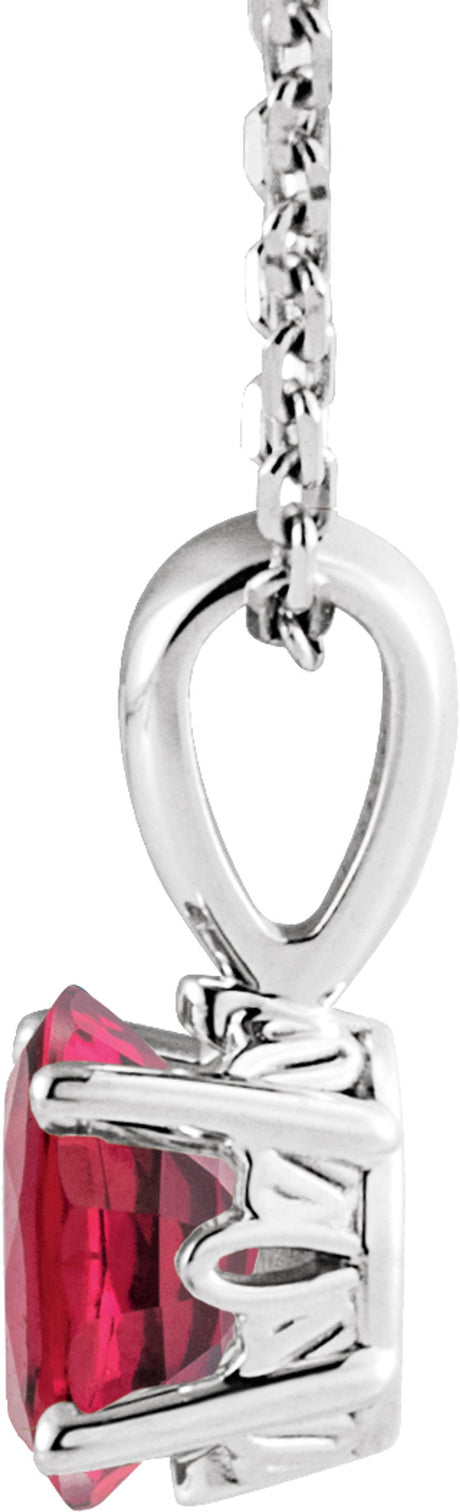 Sterling Silver Lab-Grown Ruby 16-18" Necklace