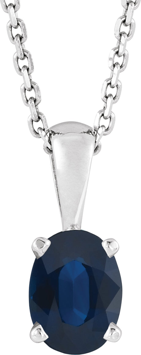 Sterling Silver Lab-Grown Blue Sapphire 16-18" Necklace
