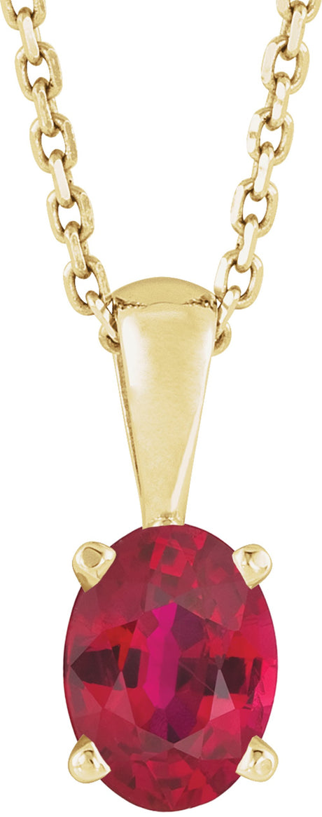 14K Yellow Gold Lab-Grown Ruby 16-18" Necklace