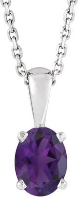 Sterling Silver Natural Amethyst 16-18" Necklace