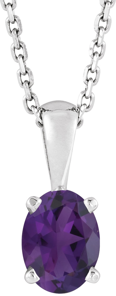 Sterling Silver Natural Amethyst 16-18" Necklace