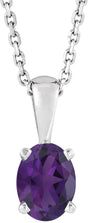 Sterling Silver Natural Amethyst 16-18" Necklace