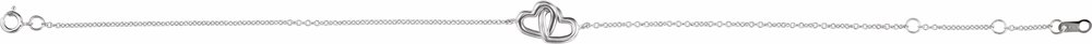 14K White Gold Interlocking Hearts Link 6 1/2-7 1/2" Bracelet