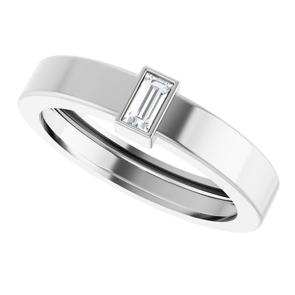 14K White Gold Lab-Grown Diamond  Bezel-Set Ring Size 7
