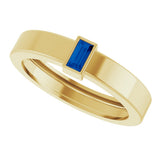14K Yellow Gold Lab-Grown Blue Sapphire  Bezel-Set Ring Size 7