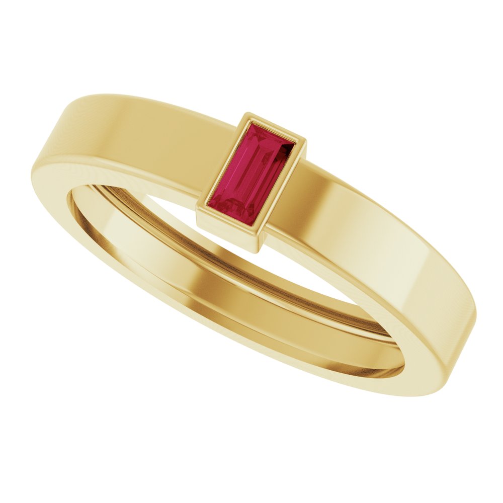 14K Yellow Gold Lab-Grown Ruby  Bezel-Set Ring Size 7