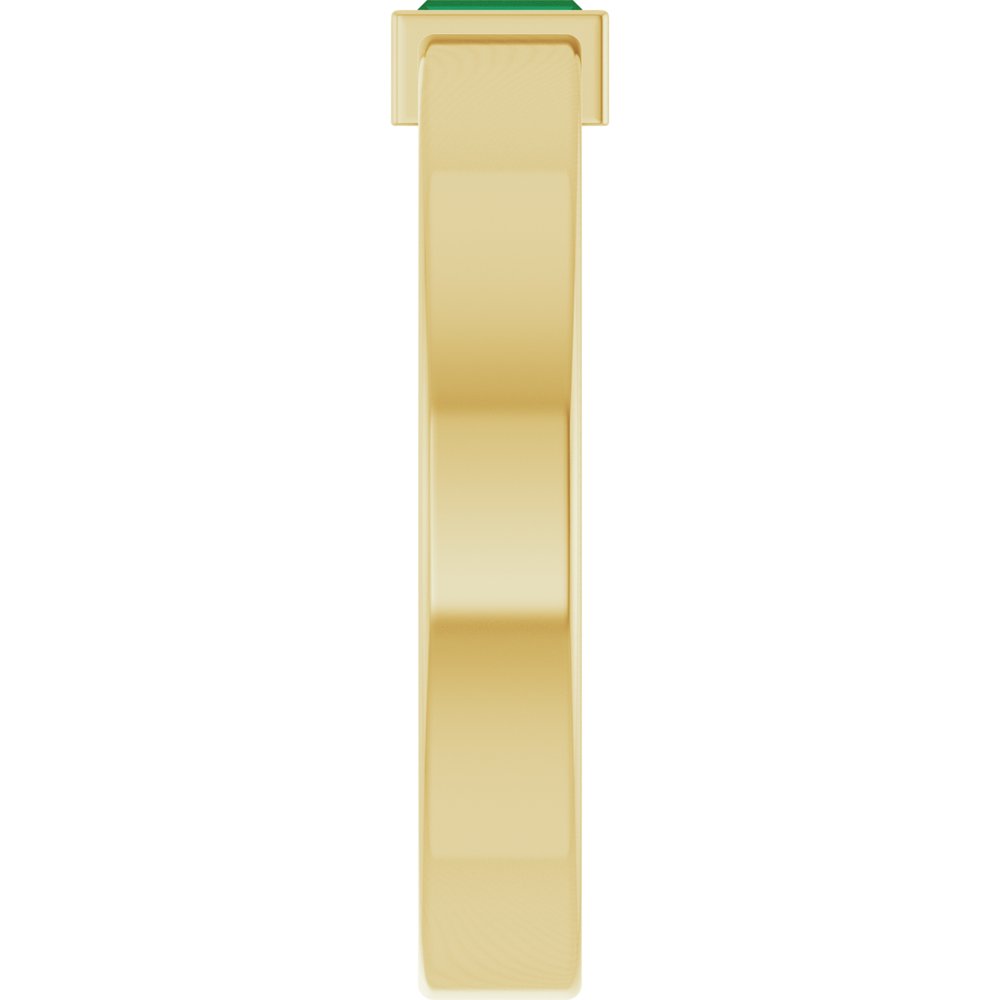 14K Yellow Gold Lab-Grown Emerald  Bezel-Set Ring Size 7