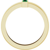14K Yellow Gold Lab-Grown Emerald  Bezel-Set Ring Size 7